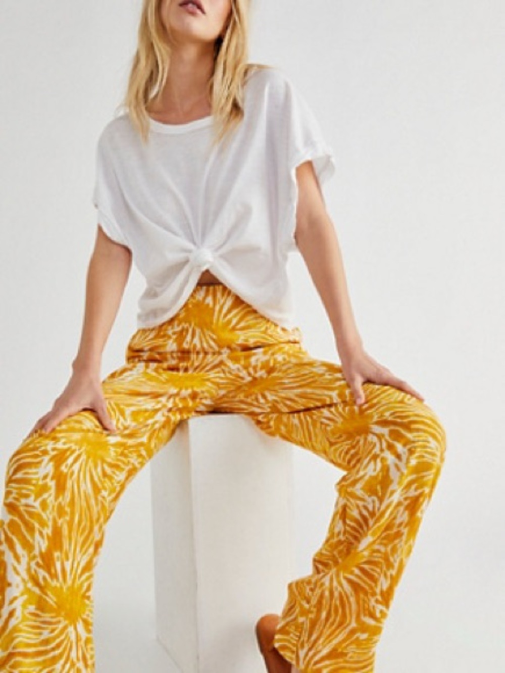 Scotch and Soda Yellow Floral Wide-Leg Pants